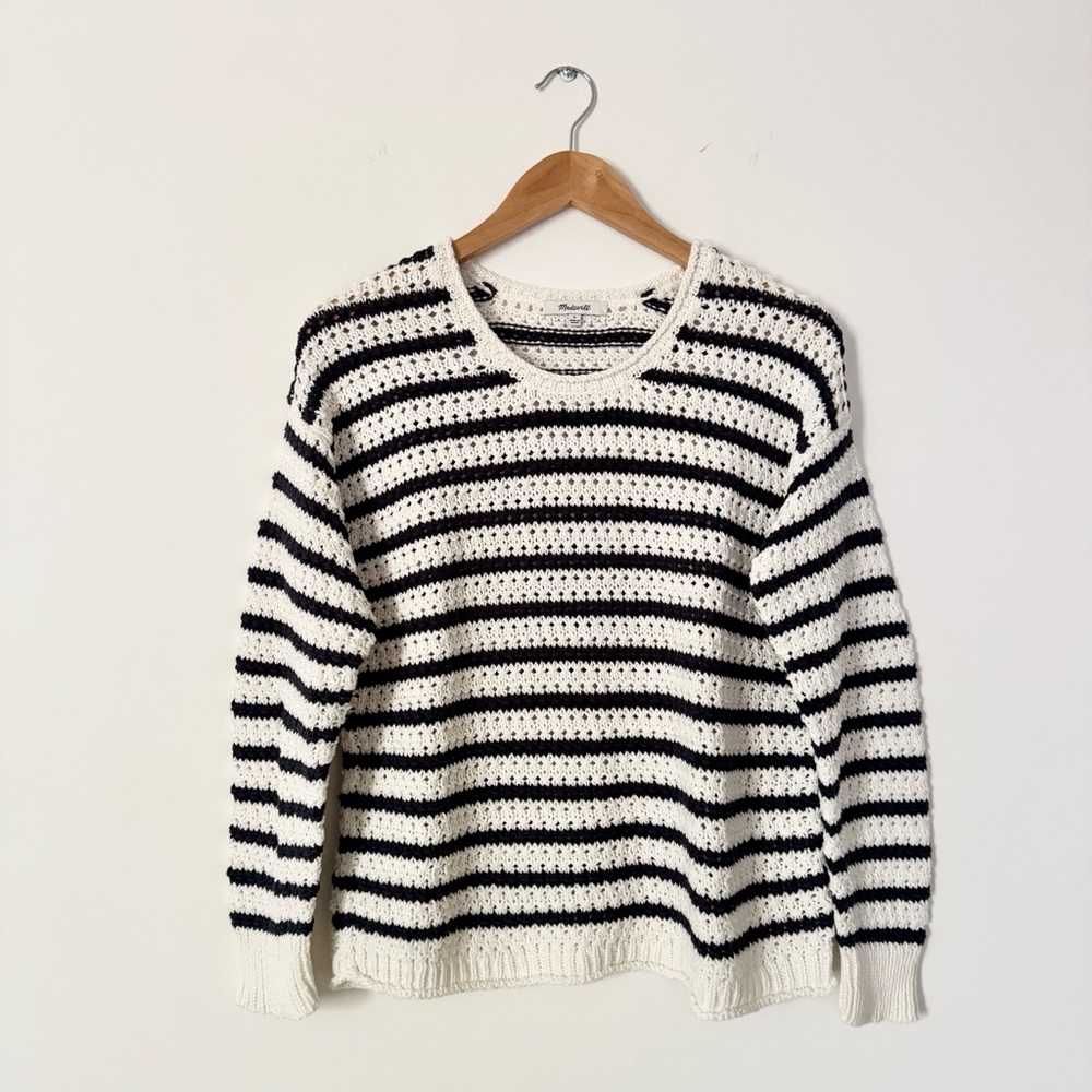 Madewell Austen Open Stitch Striped Pullover Sweater Lighthouse Size S - Picture 5 of 11